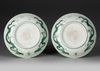 PAIR OF CHINESE GREEN-ENAMELLED DRAGON DISHES, EARLY 20TH CENTURY