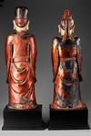 A PAIR OF LARGE CHINESE WOODEN FIGURES, 19TH CENTURY