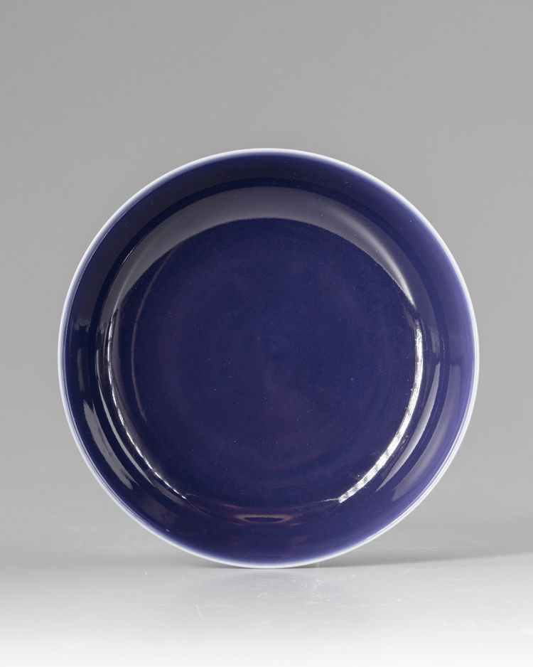 A Chinese blue glazed dish