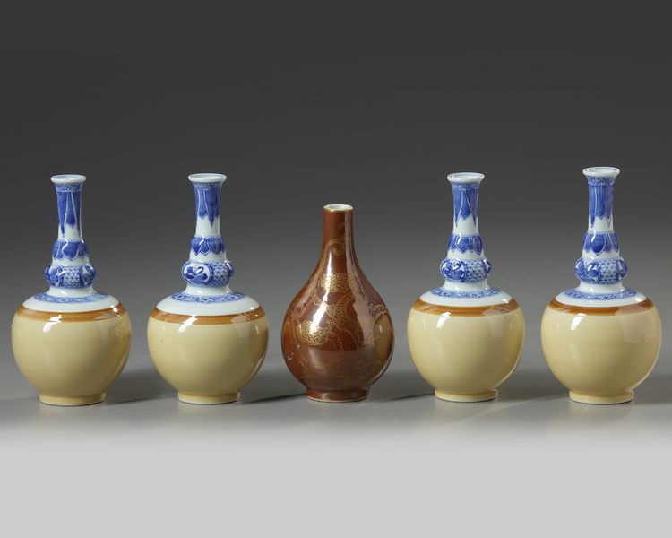 A group of five Chinese vases