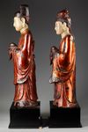 A PAIR OF LARGE CHINESE WOODEN FIGURES, 19TH CENTURY