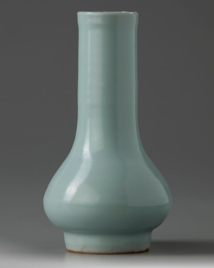 A Chinese pale-blue-glazed bottle vase