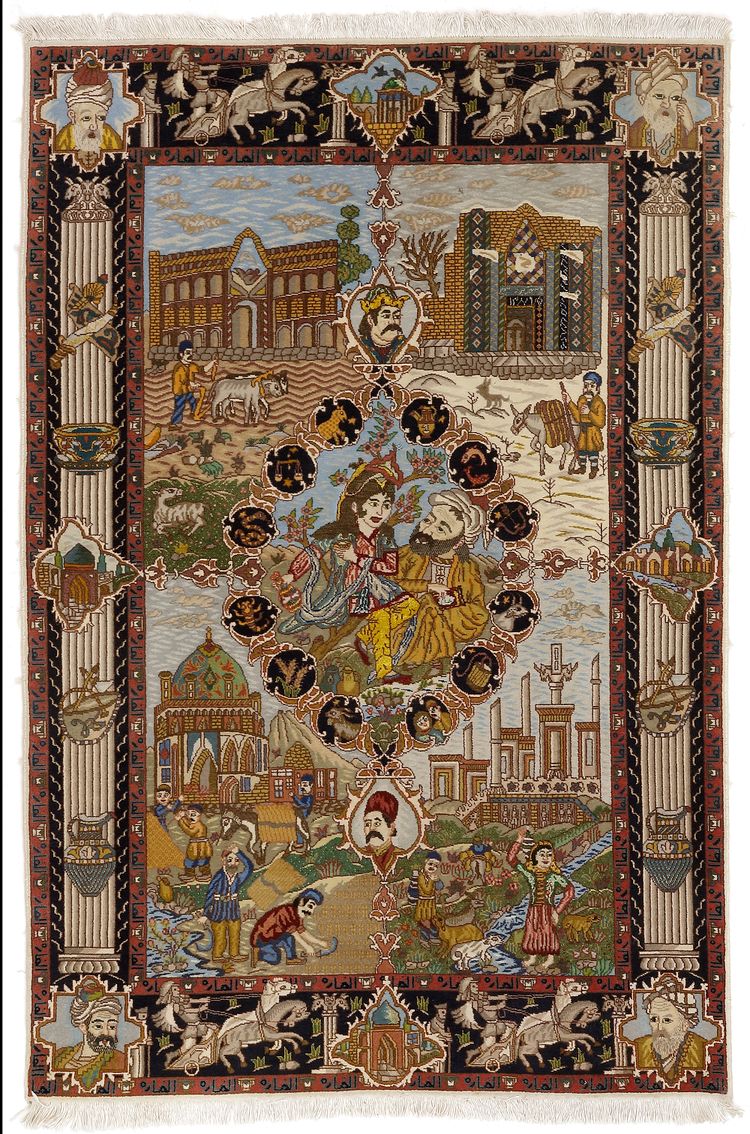 A VERY FINE TABRIZ KURK CARPET WITH SILK