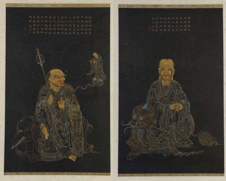 Two Chinese paintings of Luohan