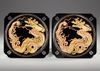 A JAPANESE PAIR OF LACQUERED TRAYS WITH DRAGON DESIGN, MEIJI PERIOD (1868-1912)