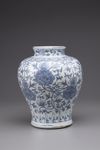 A blue and white vase