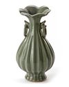 A CHINESE LONGQUAN CELADON FLUTED PEAR-SHAPED VASE, SONG DYNASTY (960–1279)