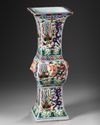 A CHINESE WUCAI 'DRAGON AND PHOENIX' GU VASE, QING DYNASTY (1644-1911)