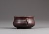 A Chinese iridescent maroon-glazed censer