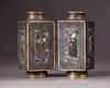 A pair of Chinese cloisonné enamel 'Eight Immortals' cong-form vases