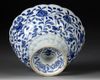 A CHINESE BLUE AND WHITE PEDESTAL BOWL, KANGXI PERIOD,(1662–1722)