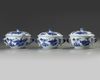 Three Chinese blue and white 'Hundred Antiques' potiches and covers