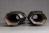 A pair of Chinese bronze hexagonal vases