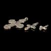 THREE BYZANTINE BRONZE PECTORAL CROSSES, 6TH-8TH CENTURY AD
