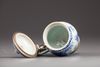 A Chinese blue and white mustard pot with European silver mounts