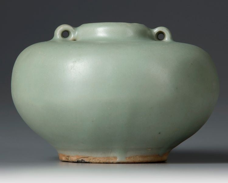 A CHINESE CELADON-GLAZED WATER POT YUAN DYNASTY (1279-1368)
