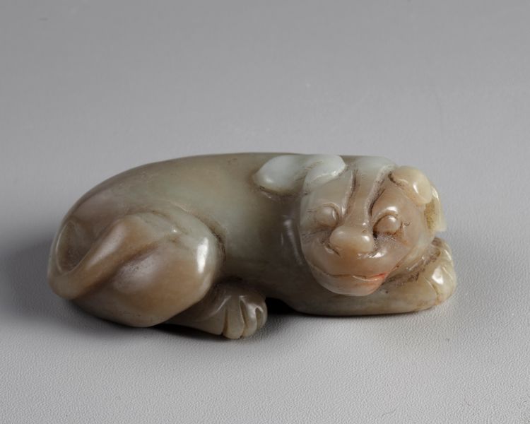 A Chinese celadon jade mythical beast
