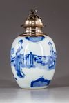 A Chinese blue and white silver mounted jar