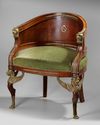A FRENCH MAHOGANY ARMCHAIR, 19TH CENTURY