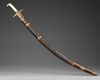 AN IVORY HILTED WATERED-STEEL SWORD (SHAMSHIR), PERSIA, DATED 1244 AH/1828 AD