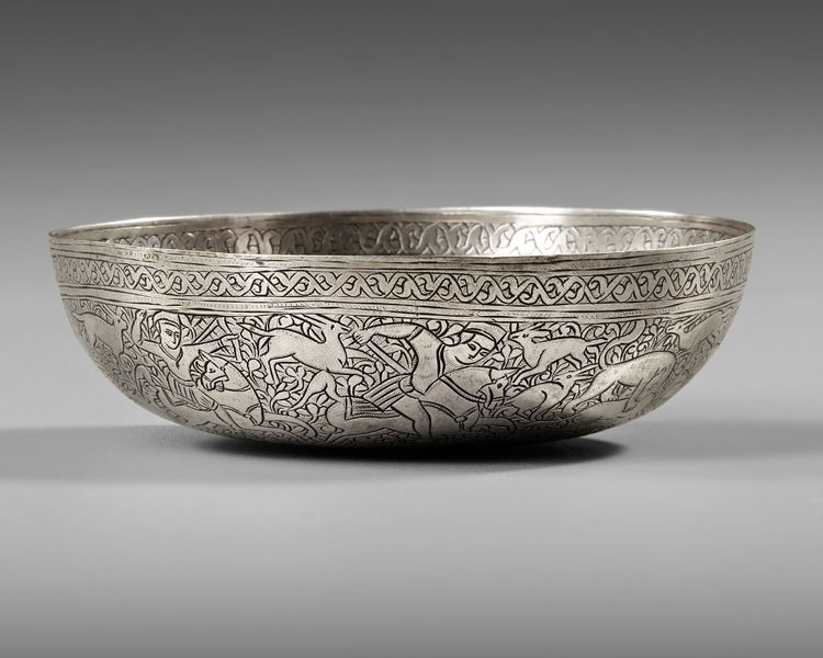 A PERSIAN SILVER ENGRAVED MAGIC BOWL, QAJAR, 19TH CENTURY