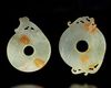 TWO CHINESE JADE BI DISCS, 20TH CENTURY