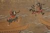 A MID SIZE JAPANESE SCREEN DEPICTING A SAMURAI BATTLE,  EDO PERIOD, 18TH CENTURY