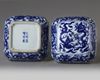 A Chinese blue and white square-section box and cover