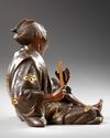 A JAPANESE BRONZE STATUE OF A SITTING MAN,MEIJI PERIOD (1868-1912)