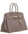 Hermès Birkin 35 Taurillon Clemence Doublure Chevre Etoupe