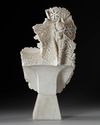 AN ALABASTER SCULPTURE OF AN ELEGANT LADY, LATE 19TH CENTURY