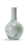 A Chinese underglaze blue and copper red bottle vase
