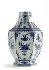 A Chinese blue and white hexagonal vase