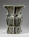 A CHINESE ARCHAIC BRONZE RITUAL WINE VESSEL, FANGZUN, ZHOU STYLE