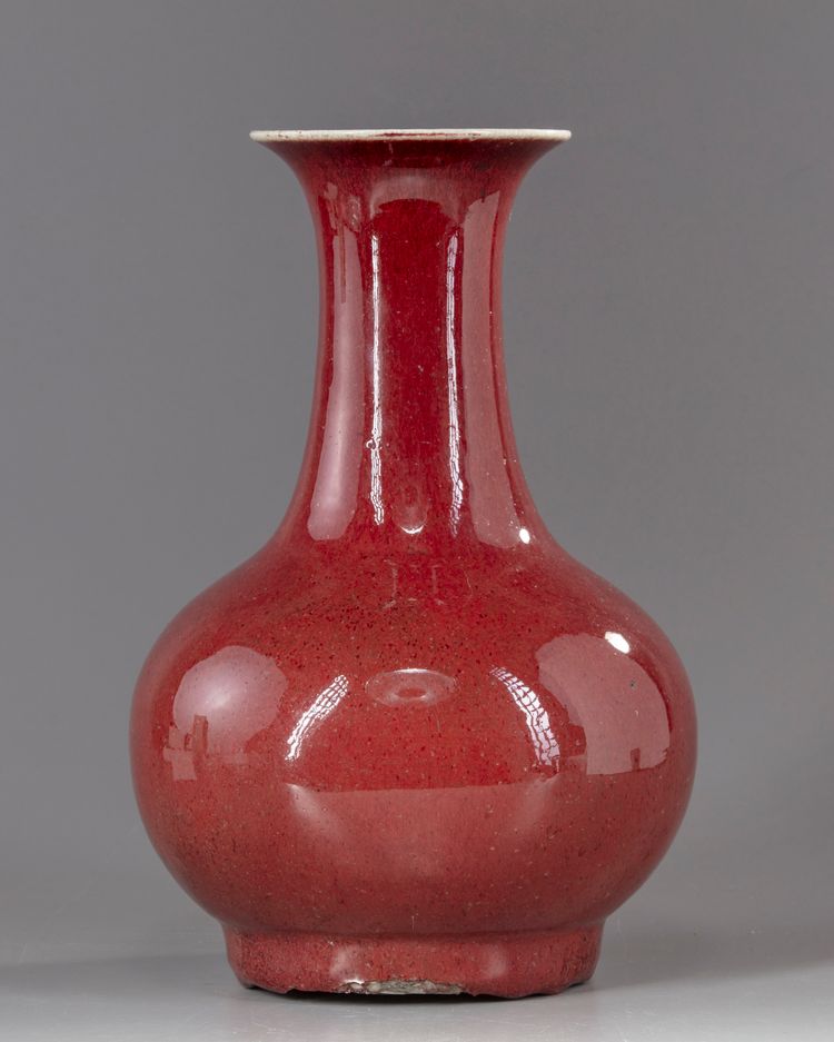 A Chinese red glazed bottle vase
