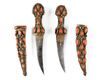 A PAIR OF CORAL AND TURQUOISE INSET GOLD-DAMASCENED DAGGERS, OTTOMAN TURKEY, FIRST HALF 18TH CENTURY