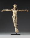 A large carved ivory figure of the crucified Christ from Goa-India