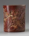 A Chinese bamboo brush pot, bitong