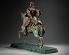A BRONZE STUDY OF AN ARAB HUNTER ON HORSEBACK, FRANCE, 19TH-20TH CENTURY