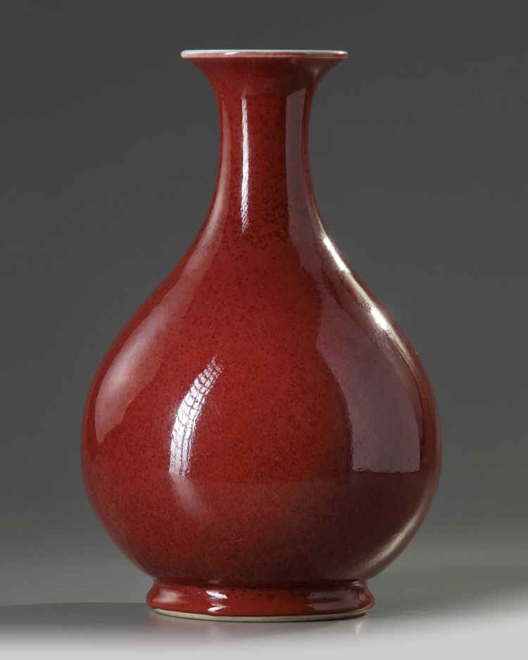 A Chinese copper-red-glazed pear-shaped vase, yuhuchunping