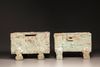 Two green-glazed pottery money boxes