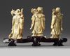 A Chinese carved ivory 'Three Star Gods' group