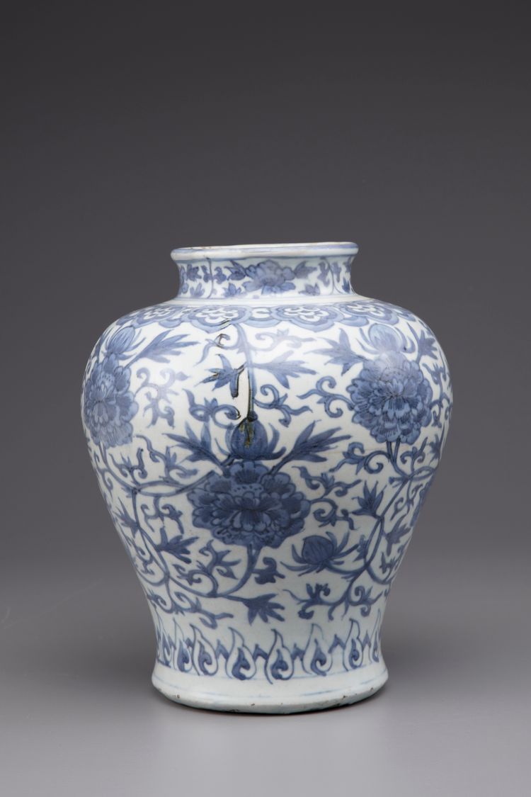 A blue and white vase