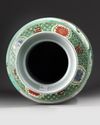 A CHINESE FAMILLE VERTE ROULEAU VASE