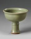 A Chinese celadon glazed stemcup