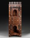 AN OTTOMAN  BONE INLAID HARDWOOD CORNER CABINET, 19TH CENTURY