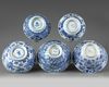 Five Chinese blue and white bowls