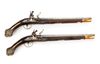 A PAIR OF OTTOMAN SILVER-MOUNTED ORIENTAL FLINTLOCK PISTOLS, CIRCA 1820 - 1830