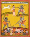 YAMADUTAS DRAGGING SOULS TO HELL, KANGRA, PUNJAB HILLS, 19TH CENTURY