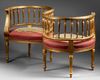 A PAIR OF CONNECTED 'HORSESHOE' CHAIRS, LATE 19TH CENTURY
